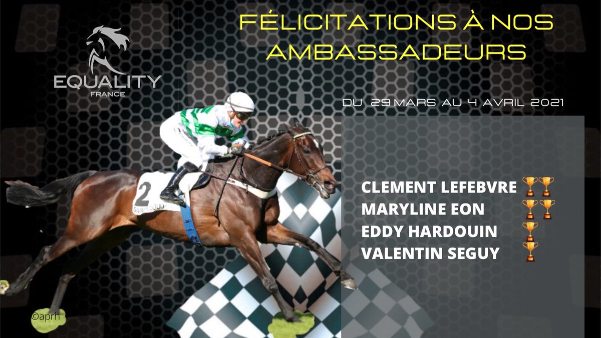 #Ambassadeur #Team

De Nantes à Strasbourg, en passant par <a href="/coursesdulion/">Hippodrome du Lion d’Angers</a>, Saint-Cloud &amp; Bordeaux (c’est à peu près la route 😅), EDDY HARDOUIN, <a href="/marylineeon/">Eon</a>, CLÉMENT LEFEBVRE &amp; <a href="/SeguyValentin/">Valentin</a> ont fait briller #EqualityFrance la semaine passée. #WellDone 👏🏽🙌🏽👏🏽🙌🏽