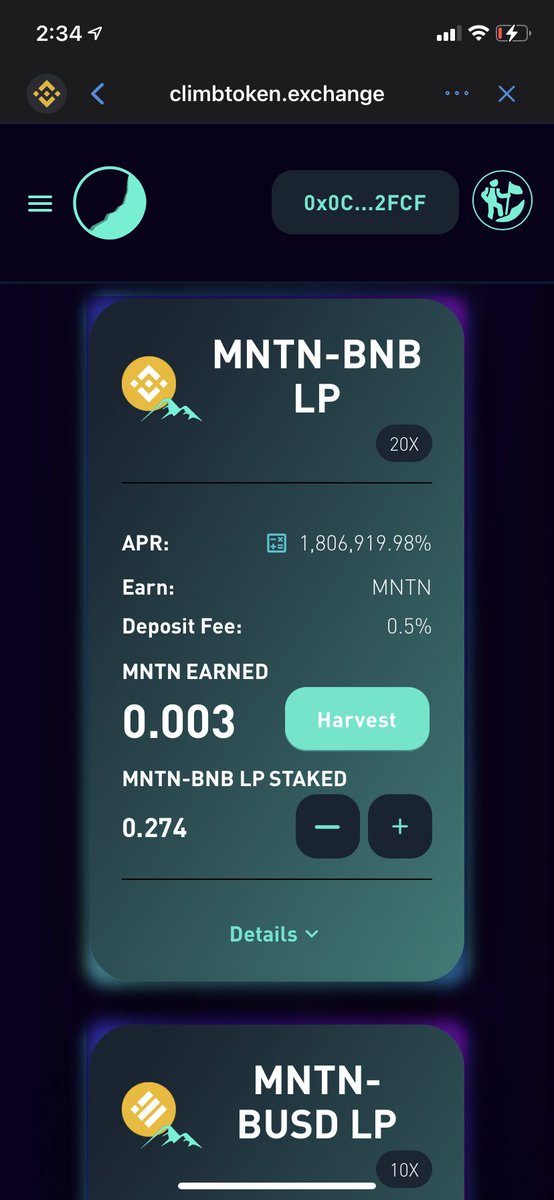 BakersTrades's tweet photo. @ClimbToken APR isn’t being delivered on this pool, BUSD stake however is great https://t.co/TmGHCV1X1T