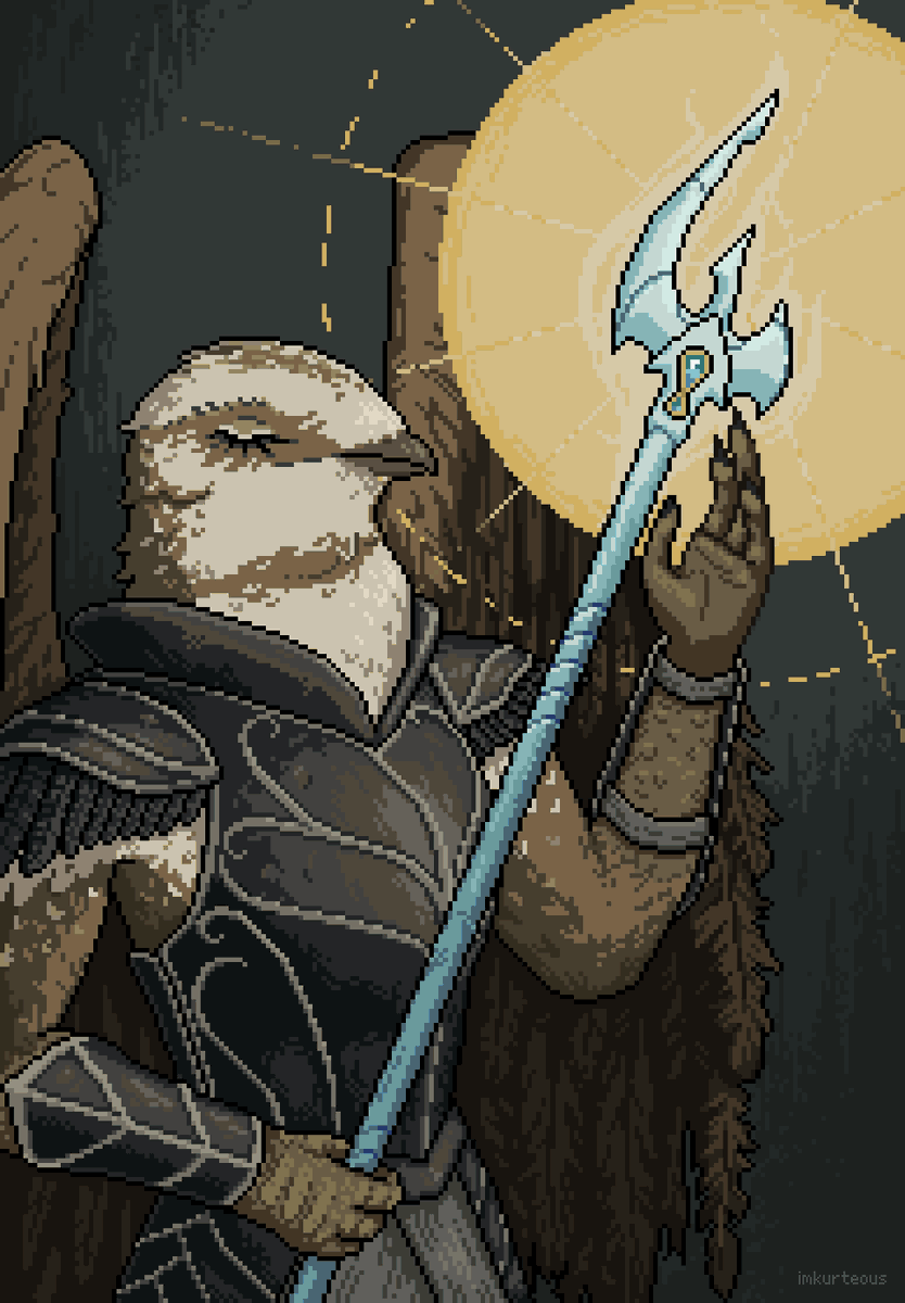 imkurteous's tweet photo. I was recently commissioned to draw a DnD character of an Aarakocra knight based on the Nightjar bird. #pixelart #dndchar #dndcharacter https://t.co/YyF75yB1wp