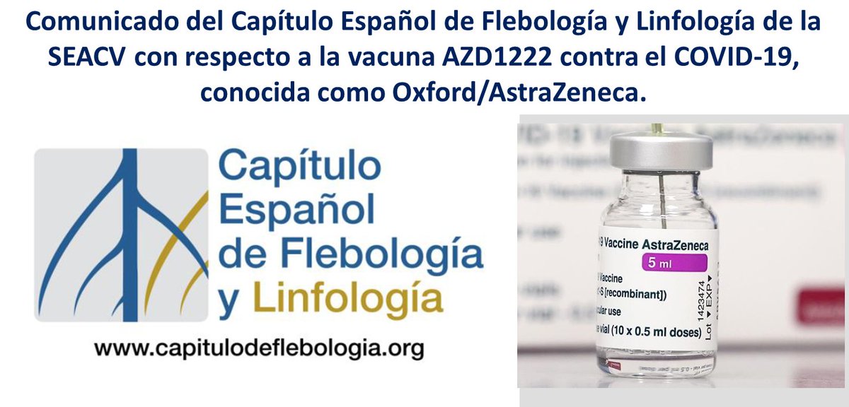 👉 Ante la alarma social y las numerosas preguntas de los ciudadanos a los Especialistas en Angiología y Cirugía Vascular, el CEFyL de la SEACV realiza un comunicado con respecto a la vacuna AZD1222 contra el COVID-19, conocida como Oxford/AstraZeneca.
bit.ly/3wvziUC