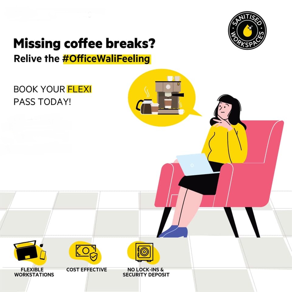 coworkrz's tweet image. Get #OfficeWaliFeeling with No lock-ins and Flexible Seating at our #SanitisedWorkspaces starting at #5000

visit the web page for more details- bit.ly/3mleryu

or you can contact us by calling us - 8076322575