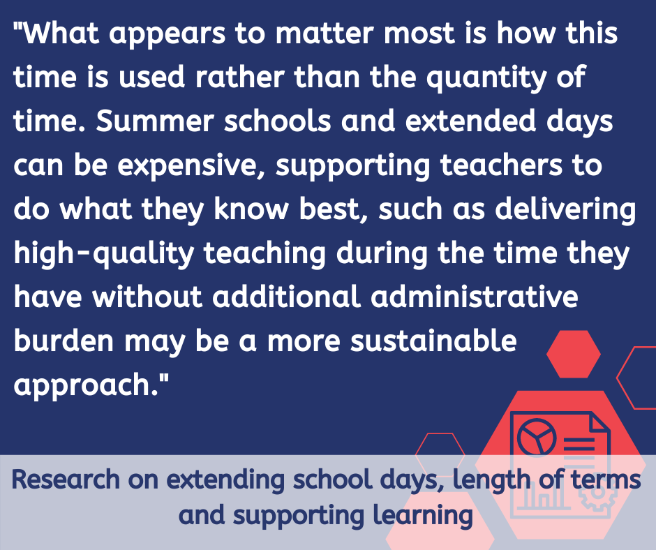 What kind of impact does extending school days and shortening holidays have on learning? 

We've had a look at what some of the research says: buff.ly/3v8XvPH