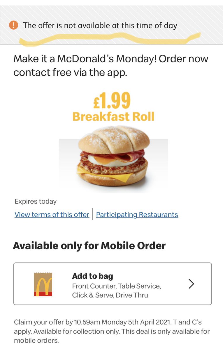 Hey <a href="/McDonaldsUK/">McDonald's UK</a> Not a great marketing campaign when the promotion doesn’t work!

No managers in my local store could get it offer to go through - you might want to check your systems! 🤦‍♂️