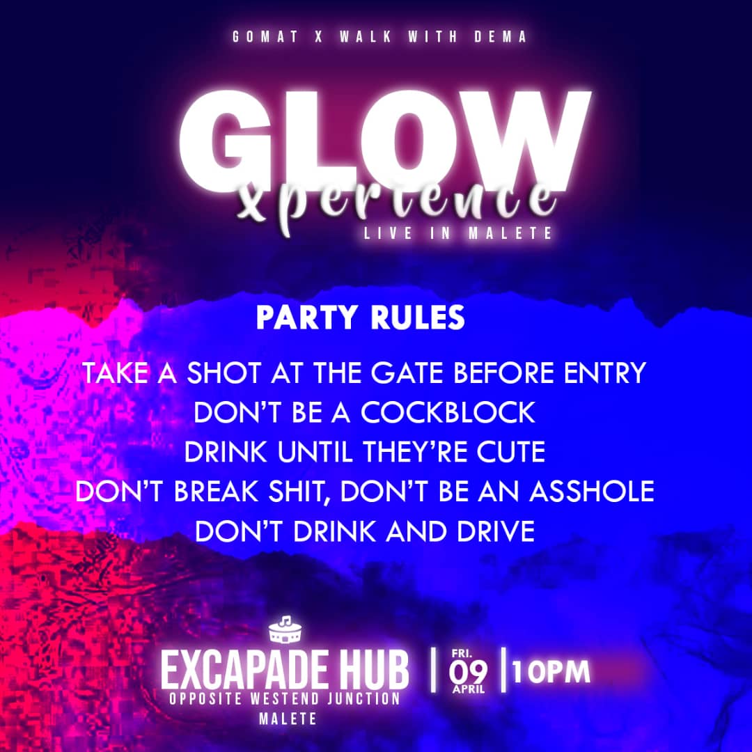 itz_dparagon's tweet photo. Let's party like no other at #KwasuGlowXperience2021 on the 9th!

Stick with the party rules and we lit up! 🔥 https://t.co/4zriqtkC0b