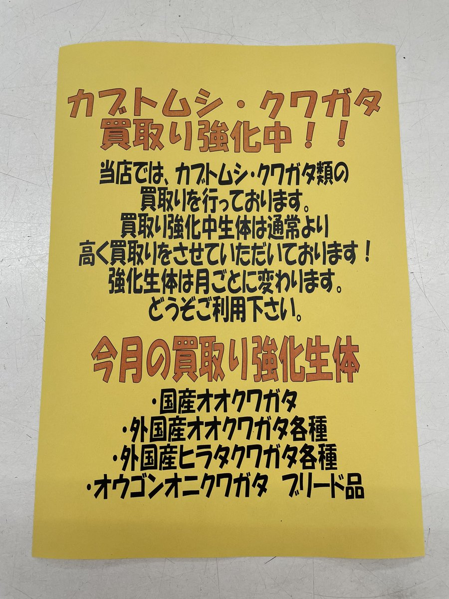 こんなの始めてみます！ 今月(4月)の買取強化生体は ・国産