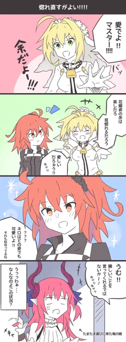 ネロブライドが当たったので描いた
手抜き漫画(その3)
 #FGO  #嫁ネロ 