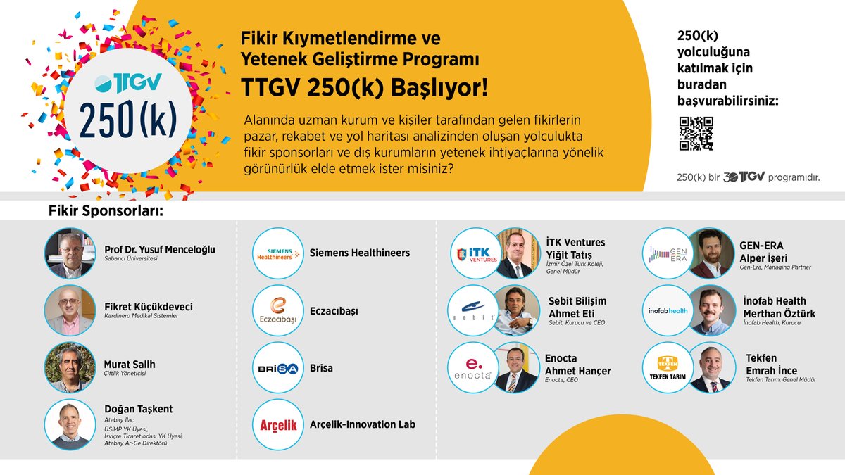 Alanında profesyonel kurum ve kişiler tarafından gelen fikirlerin iş modeline dönüştürülmesi yolculuğunda geleceğin iş geliştirme liderlerini belirlemeyi hedeflediğimiz 250(k) Fikir Kıymetlendirme ve Yetenek Geliştirme Programı başvuru süreci başladı! 📍 bit.ly/3u4uLq8