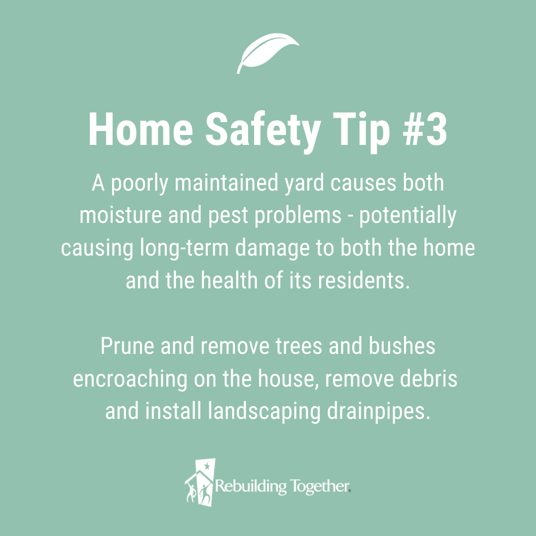 Cut trees/bushes away from your home, keep old leaves away from foundations &amp; look for evidence of pests digging or burrowing in your home's exterior. At our upcoming Rebuilding Day, volunteer projects will include trimming overgrown bushes, raking leaves &amp; more! #WeAreRebuilders