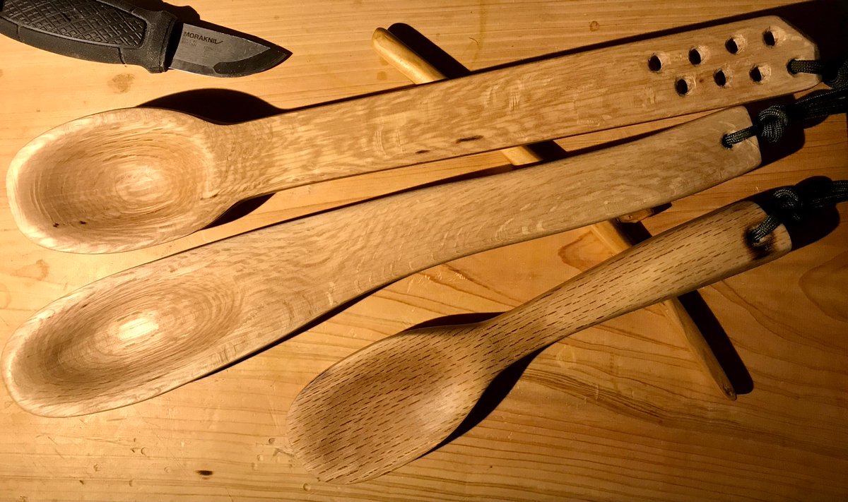 村上隆史 今まで作ったブッシュクラフトスプーン でかくておもくてつよいよ スイカ割できるよ 斧や鉈をイメージしたデザインにしてるので形もおかしいよ