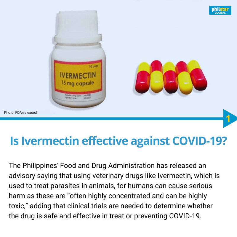 PhilstarNews's tweet photo. Tests using Ivermectin, a veterinary drug used to treat parasites in animals, have shown no significant effect in treating COVID-19, a virus that affects the lungs of humans.

Despite evidence, two congressmen with no medical background are supporting its use on humans. https://t.co/sefMs7TUrt