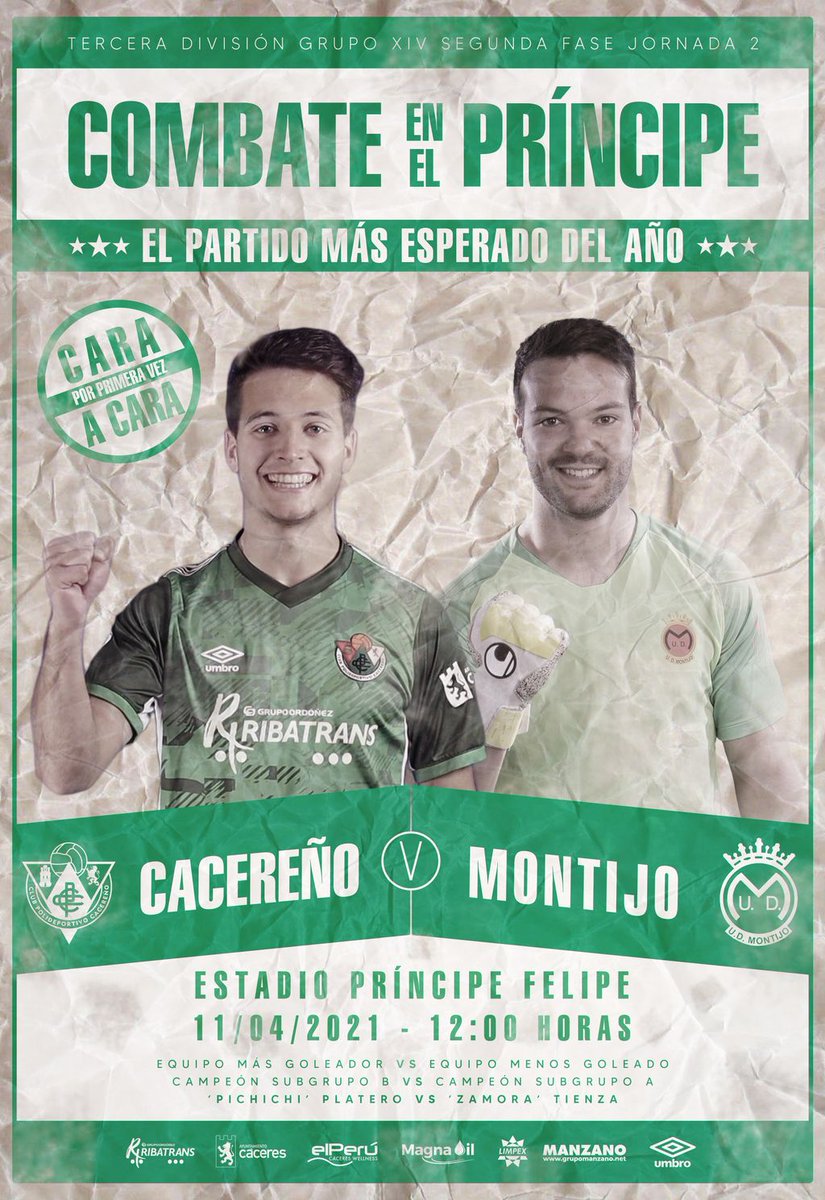 CPCacerenoSAD's tweet photo. 🎙 ¡Damas y caballeros! ¡Se acerca el partido más esperado del año! 

👥 Cara a cara por primera vez los dos campeones de sus subgrupos...

𝐂𝐏 𝐂𝐀𝐂𝐄𝐑𝐄Ñ𝐎 🆚 𝐔𝐃 𝐌𝐎𝐍𝐓𝐈𝐉𝐎

El combate del año se juega en el Príncipe Felipe 🥊⚽

#CincoBatallas ⚔ https://t.co/3N8LeMMSxI