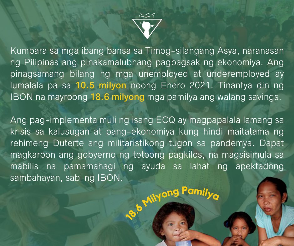 IPAMAHAGI NA ANG 10k AYUDA!

Sa loob ng isa sa mga pinakamatinding krisis na kinakaharap ng bansa, kinakailangan ng sambahayan ng suporta galing sa gobyerno. Dapat nang ilunsad ang mabilisang pagbigay ng 10k ayuda!

#AyudaHindiChaCha
#ECQPalpak