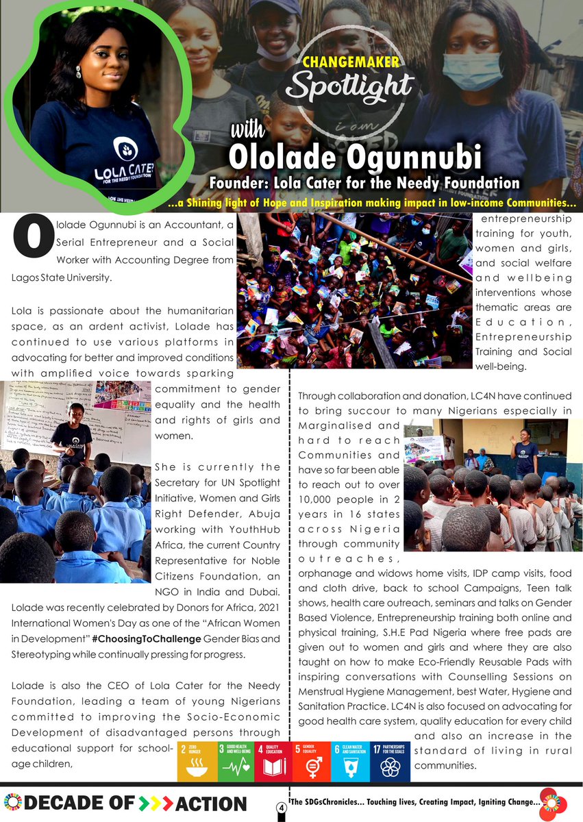 Here it is... Page 1 featuring Young People's efforts in keeping Nigerians Safe towards attaining Greatness. Page 2 with @DEANinitiative Getting Kids Ready to Fight Climate Change. Page 3 is Hike for Gender Justice. Page 4 featuring @OgunnubiLolade on our #ChangeMakerSpotLight