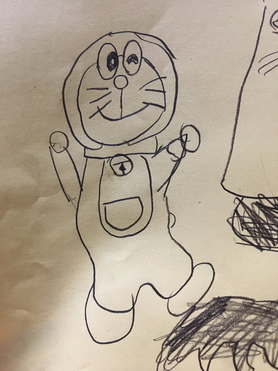 画伯の新作
ねこおばけ、ドラえもん 