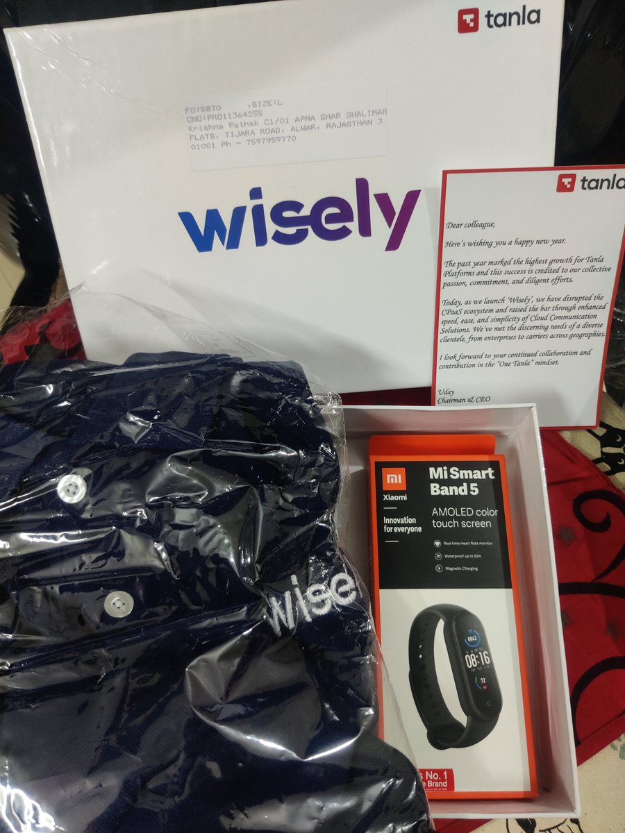 A big thank you to @Tanla_India for constantly motivating us by sending goodies and also providing remote working assistance package. 

Couldn't ask for more! Looking forward to an amazing FY'22.
#wisely
#tanlaplatforms