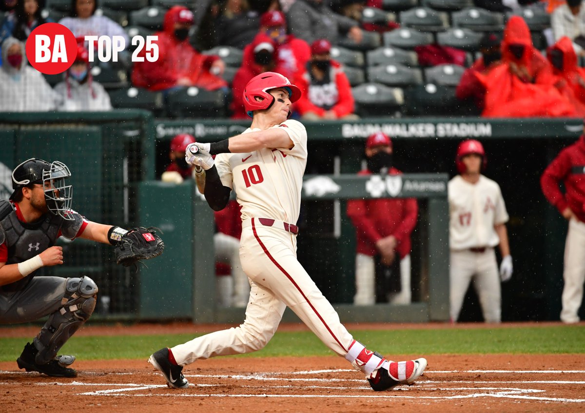Another SEC series win is in the books for Arkansas.

The <a href="/RazorbackBSB/">Arkansas Baseball</a> are...

- 8-1 against Top 25 teams
- 6-0 against teams in the top 15

And No. 1 in the country for the 6th week in a row 😎

baseballamerica.com/rankings/colle…