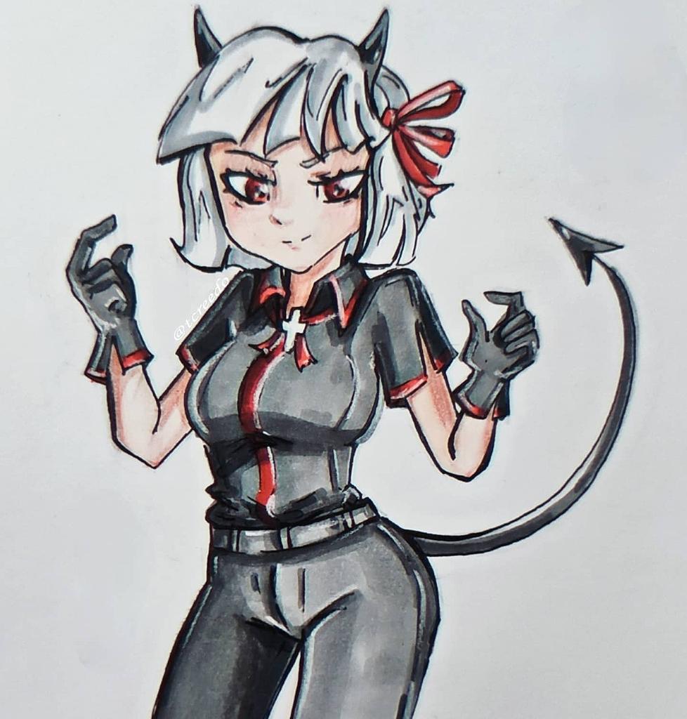 mintojamka's tweet photo. Demon Azazel🌚

#helltaker #azazel #helltakerazazel #art #fanart #traditionalart #markers https://t.co/L0RxCJIBHb