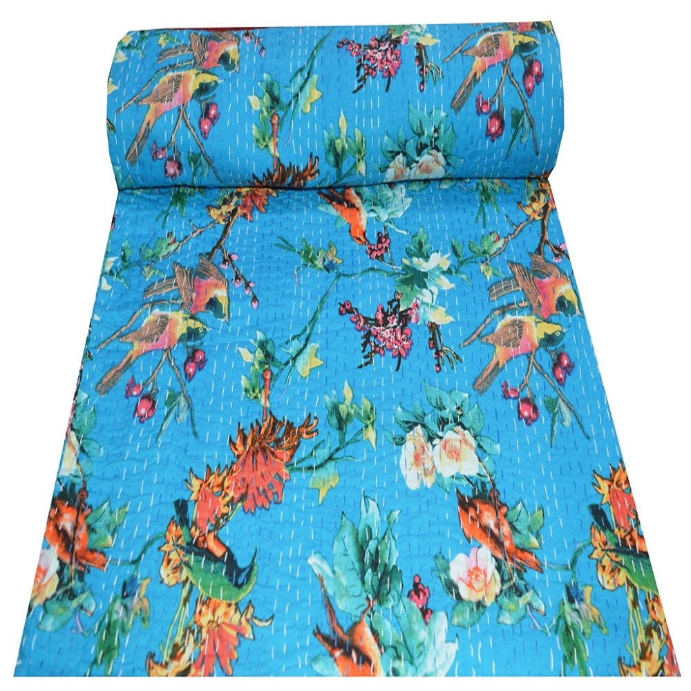 Handmade Beautiful Bird Floral Kantha Quilts Bohemian Throw Blanket Indian Room Decor.  …mdevhandicrafts.trustpass.alibaba.com #kantha #coloursofindia #takemethere #indigenous #craftsmanship #indiancrafts #kanthaquilt #vintagekantha #vintagestyle #colourwork #stitched