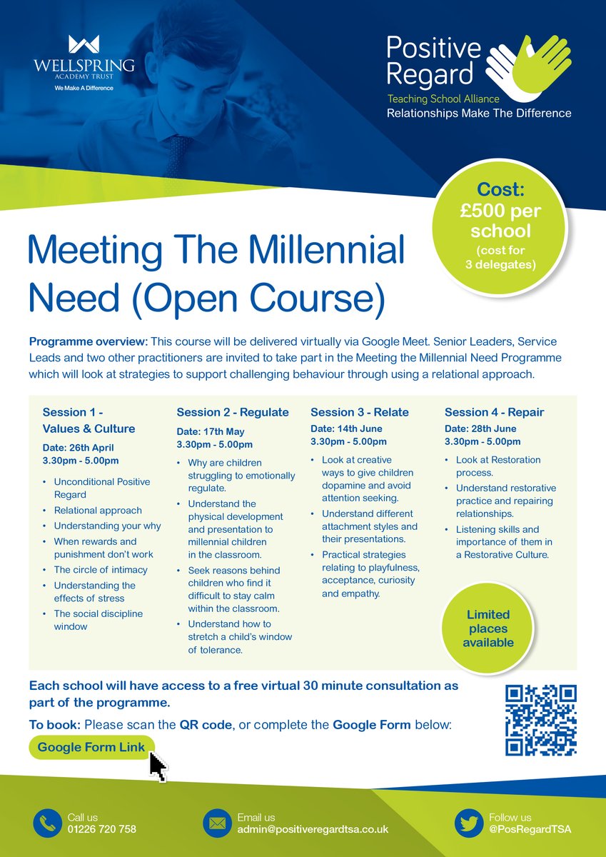 PosRegard's tweet image. Last few places remaining! An exciting opportunity for colleagues to understand how a relational approach to behaviour management can be achieved. 

#UnconditionalPositiveRegard