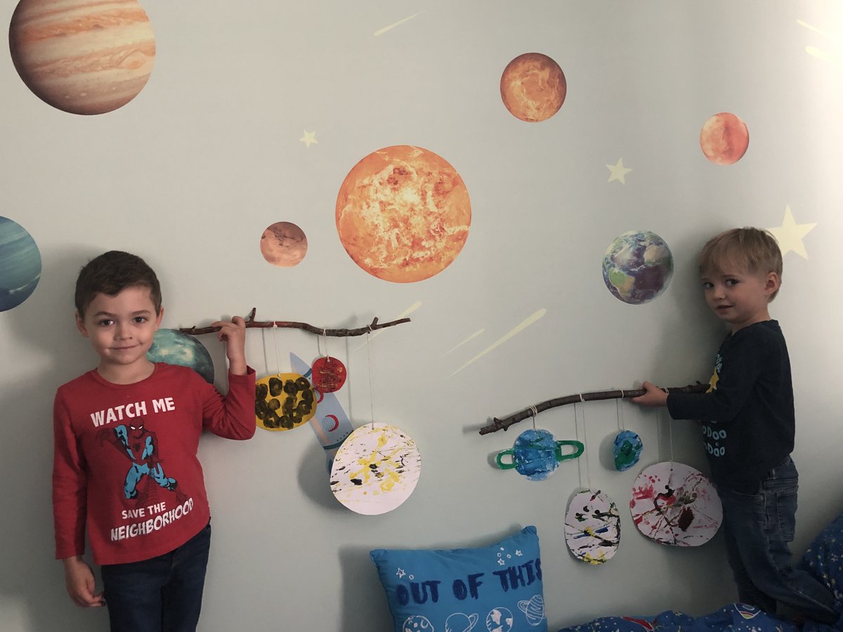 CFCENorthShore's tweet photo. CFCE's Spectacular Scientists have been learning about the solar system. Look at these amazing mobiles and headbands they have created! https://t.co/9u5Ab6dM4N