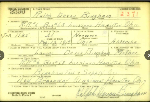 NvrForgetCinci's tweet photo. #WeRemember Cpl Ralph D Bingham of @AmberleyVillage and graduate of @NorwoodCSD. He served in 20th Air Ferry group. He was declared dead #OTD 5 April 1943 when the #B17 he was radio operator on was lost between N Africa &amp; the UK. He is remembered @usabmc Tunisia &amp; @sgcemetery. https://t.co/0VFsh1sNTN
