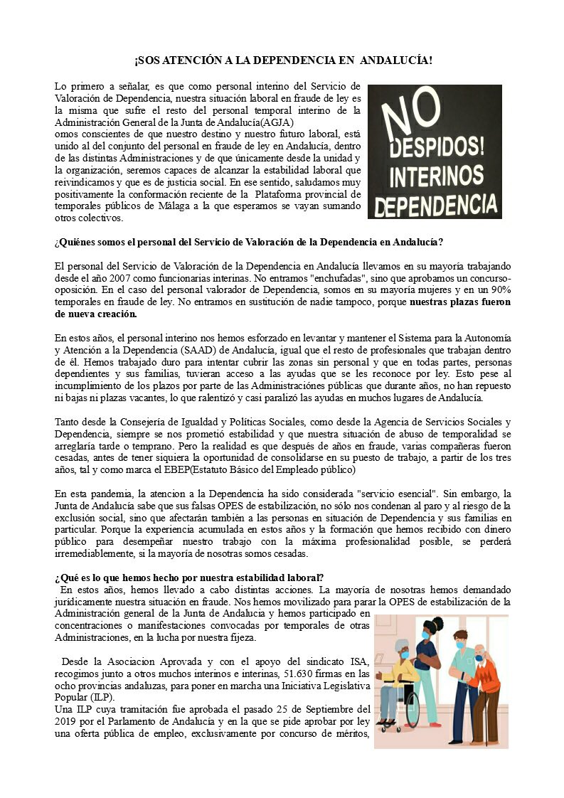 ceppt2021's tweet photo. 🧨🧨🧨📢📢📢📢🧨🧨🧨 

📢👉🏻Las compañeras Valoradoras de la Dependencia de @AndaluciaJunta lanzan un 🆘. 
📢👉🏻Una vez más la AAPP comportándose como el peor empresario privado en el respeto de a los derechos laborales 

@miqueliceta 

#FijezaYa https://t.co/8MeCSPAs2d
