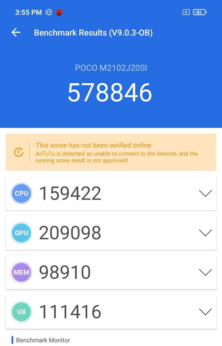 Anuj Sharma on Twitter: "Behold the new Antutu score of #POCOX3PRO :  578,846 Antutu V9 has now factored in more comprehensive testing for CPU,  GPU as well as AI The score might