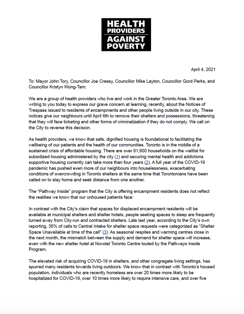 HPAP_Ontario's tweet photo. BREAKING: Over 300 healthcare providers signed our open letter against encampment evictions!
@gordperks @joe_cressy @kristynwongtam @m_layton @JohnTory
These evictions do nothing but criminalize and displace our neighbours in encampments and must end.
#NoEncampmentEvictions https://t.co/Ja0Pcw53Pf