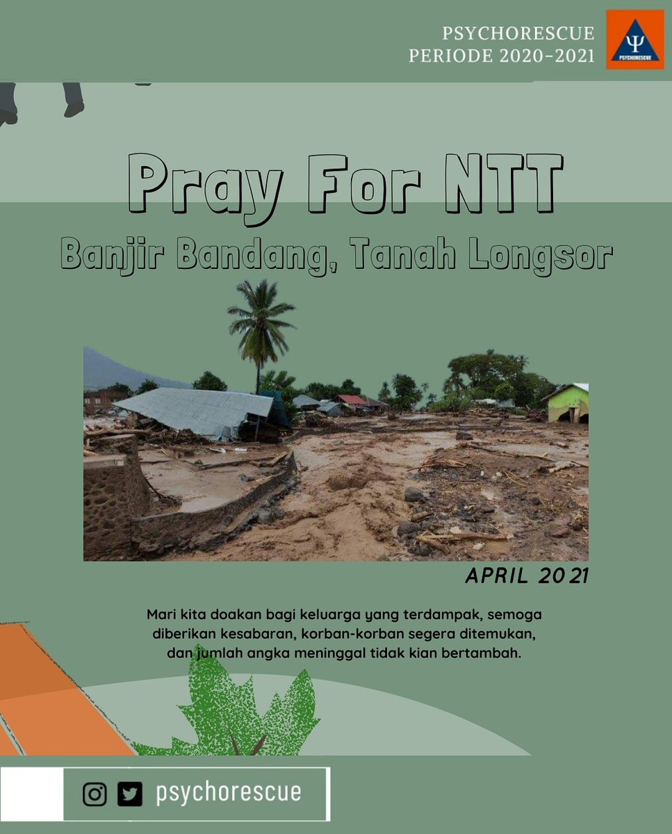[PRAY FOR NTT] 
Kami keluarga besar Psychorescue “Turut Berduka Cita” atas bencana banjir yg terjadi di Nusa Tenggara Timur

Semoga banjir ini cepat surut dan aktivitas masyarakat bisa kembali normal. Amin..
#Psychorescue
#prayforntt
#prayforbanjirntt
#prayfornusatenggaratimur