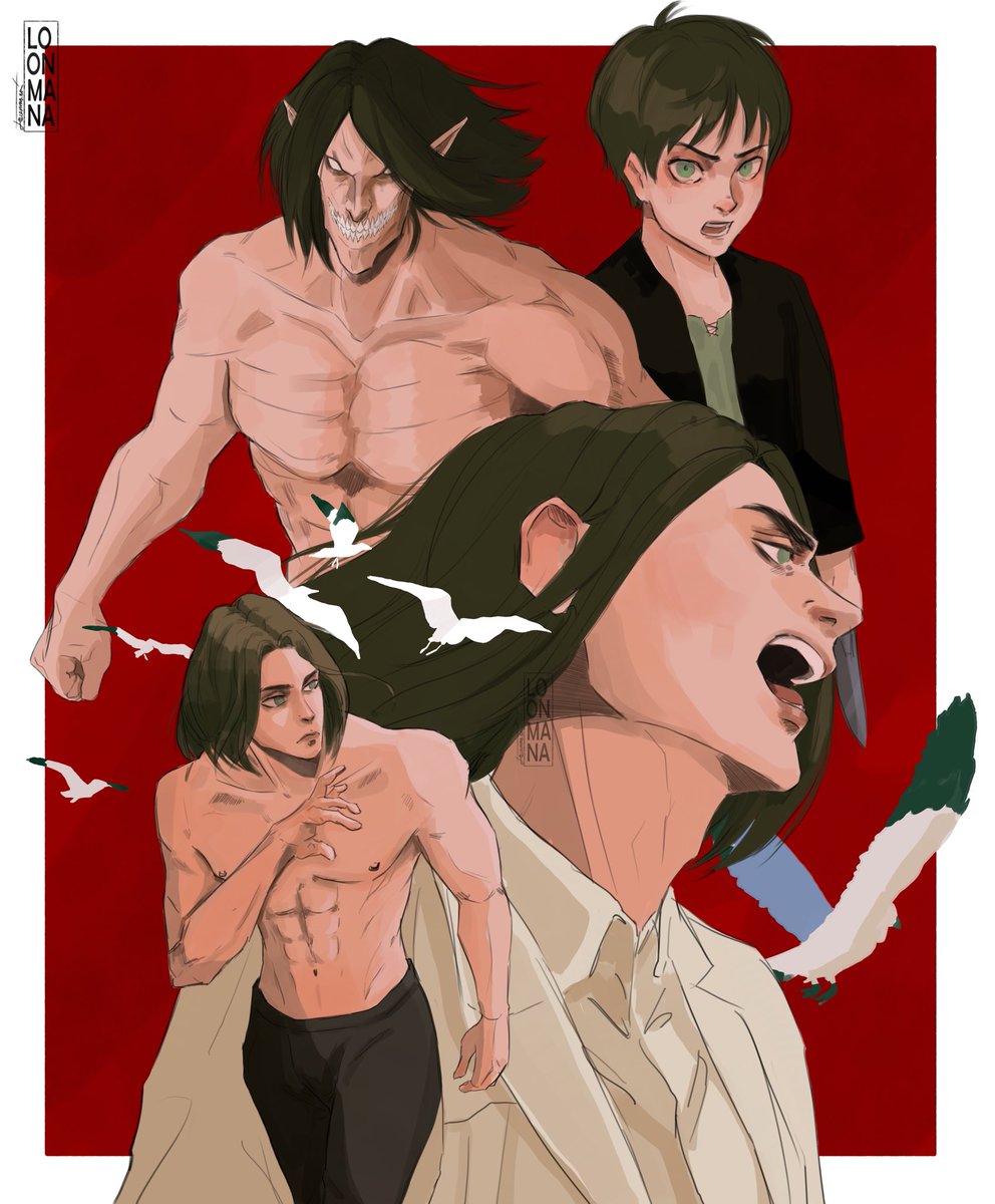Loonmana's tweet photo. 2 version 
#aot #art #AttackOnTitan #ShingekiNoKyojin #ErenJaeger #arminarlert #MikasaAckerman #leviackerman #aotfanart https://t.co/0FjNVHO8Uo