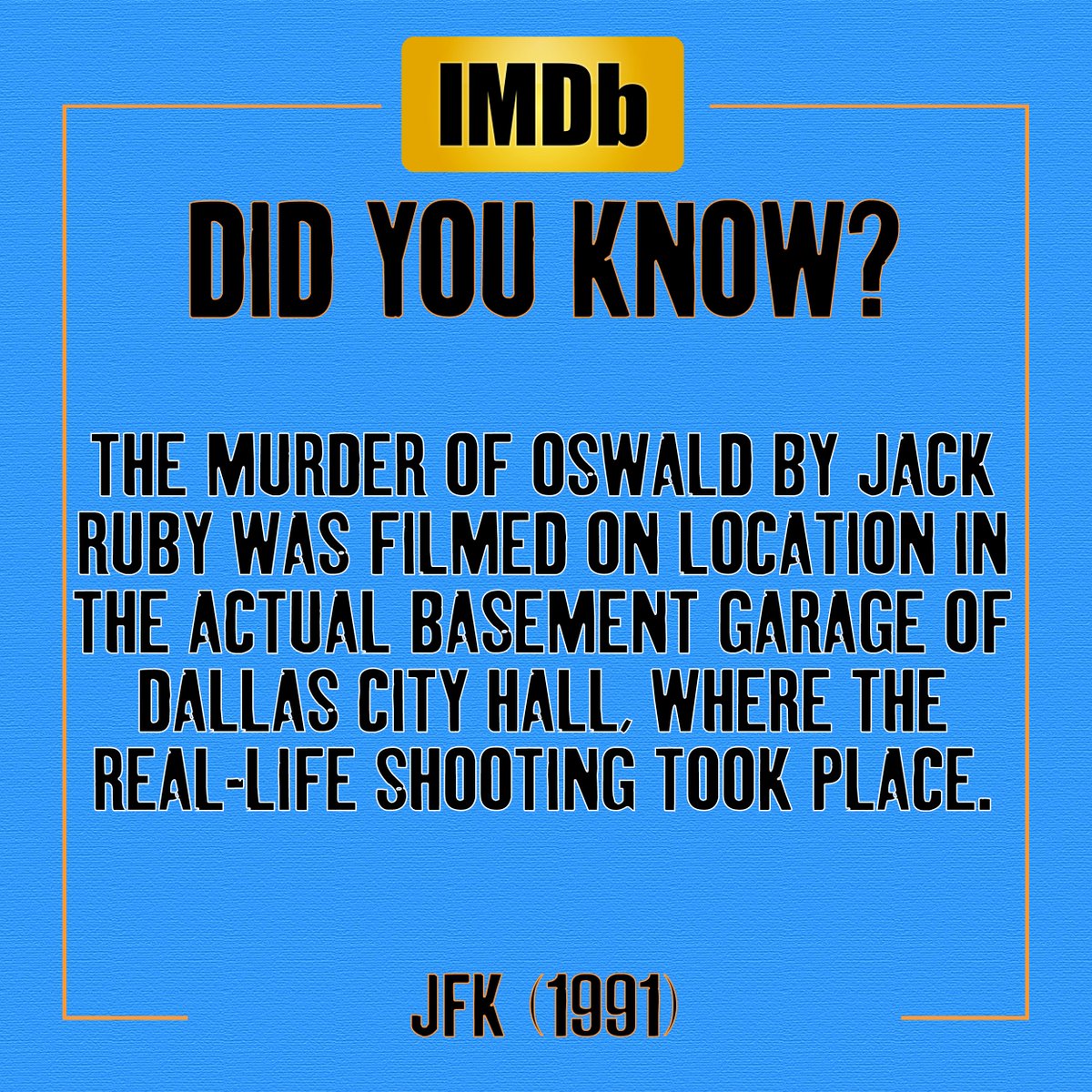PocastNOLA's tweet photo. The murder of Oswald by Jack Ruby was filmed on location in the actual basement garage of Dallas City Hall, where the real-life shooting took place.
.
.
.
#didyouknow
#filmfacts
#movietrivia
#leeharveyoswald
#dallas
#texas https://t.co/QzjSxzW7xK