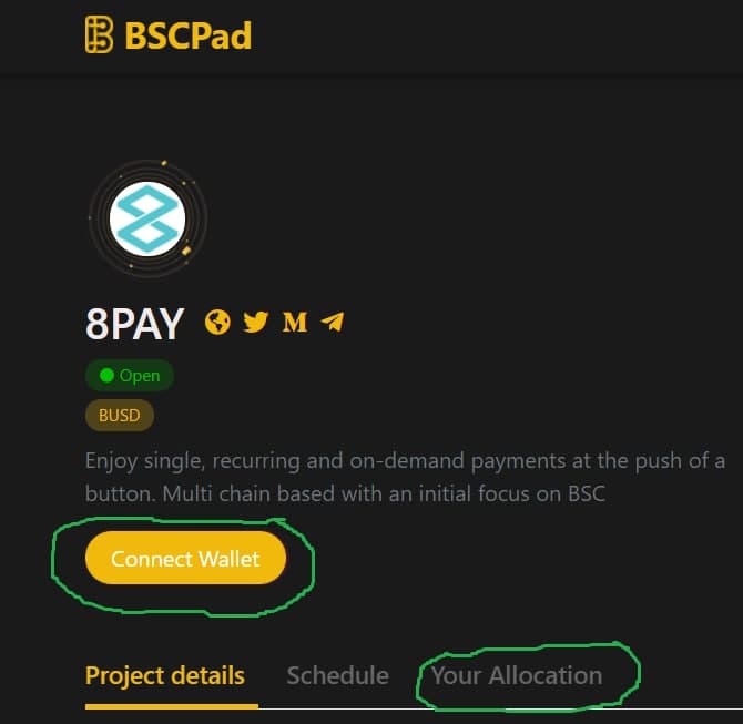 #8PAY FCFS round sold out in less then 1 minute❕ 

👉#8PAY will launch today at 4 P.M. UTC on Pancakeswap &amp; Uniswap🚀

Tokens can be claimed on the website shortly after launch.

Link to claim your tokens:
bscpad.com/project/0xA9f3…

#BSCPAD #BNB #BSC #IDO $CAKE $UNI