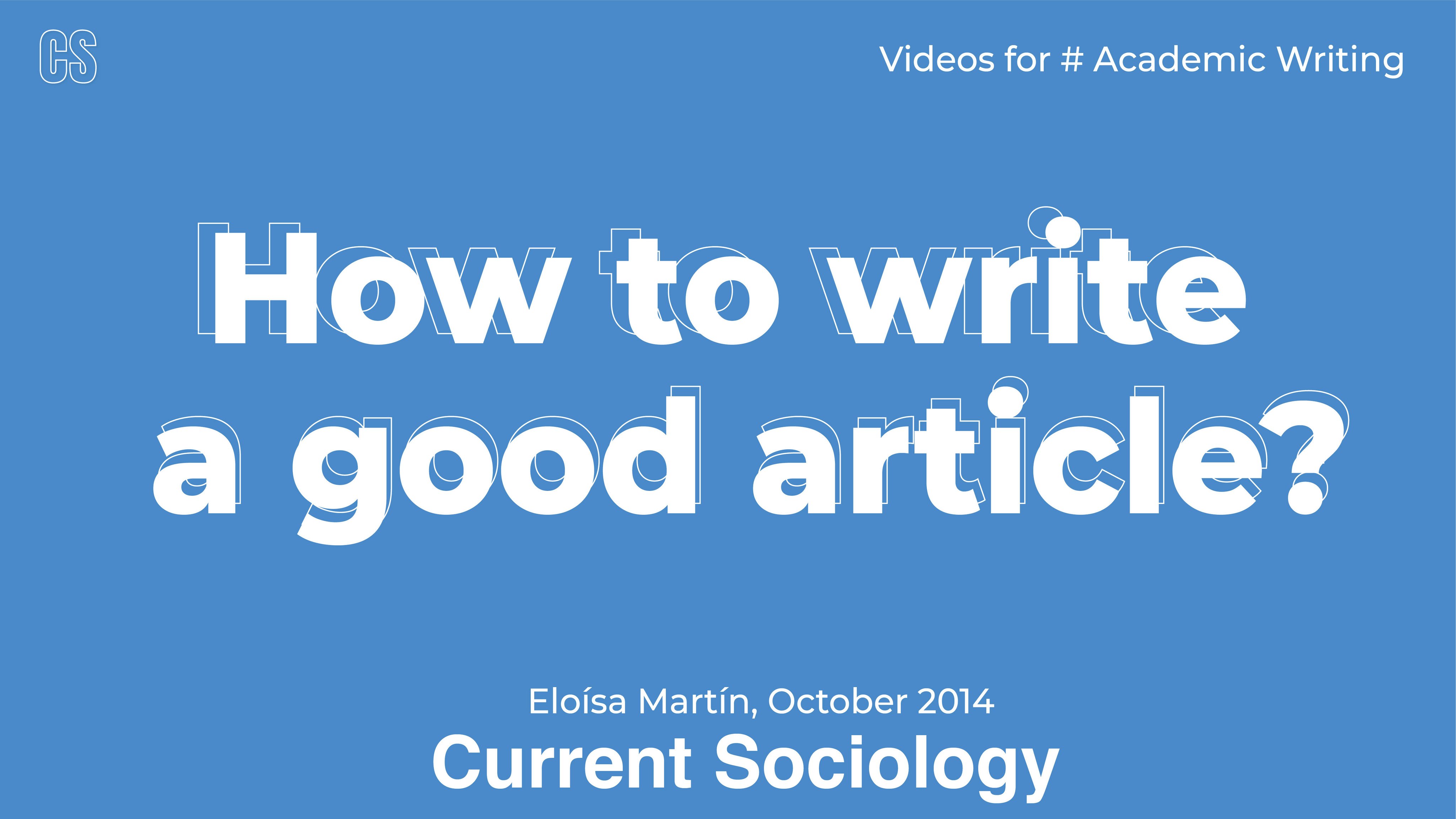 Current Sociology on Twitter: "Did you know &#27;How to write a good