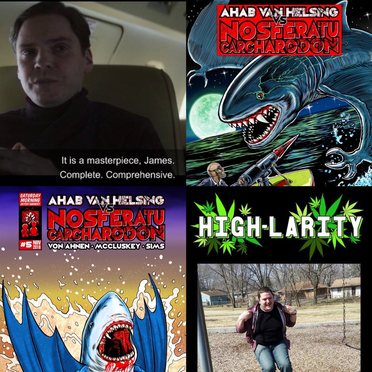 Ahab Vanhelsing and High-Larity are available now. DM me for copies. 
#indiecomics #comicbooks #vampire #shark #books #Literature #fun #Funko #themasters #FalconAndWinterSoldier #amwriting #buyingcontent #StuffWeShouldCancel #dogecoin #lockdown2021 #quotes