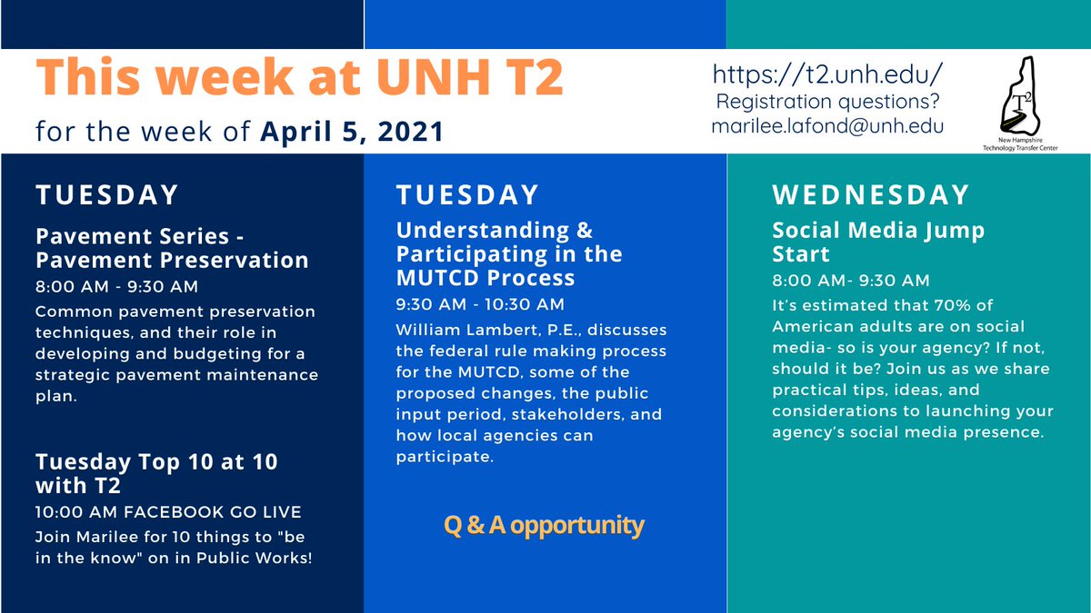 This week at UNH T2. For the full line-up of events, visit t2.unh.edu/training-calen…
