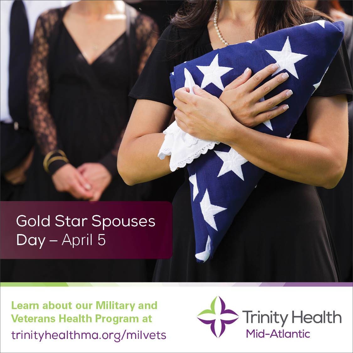 trinityhealthma's tweet photo. Gold Star Spouses Day honors the spouses of military members who were killed while serving their country. We recognize and celebrate the strength and spirit of these individuals and families and thank them for their sacrifices. #milvethealth #milvets https://t.co/PDMDsHleao