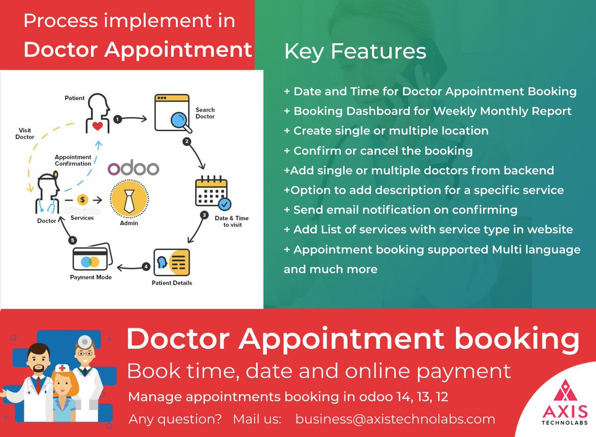 axistechnolabs's tweet image. Doctor appointment booking module in odoo 
odoo 14: apps.odoo.com/apps/modules/1…
odoo 13: apps.odoo.com/apps/modules/1…
odoo 12: apps.odoo.com/apps/modules/1…
Our all apps :
apps.odoo.com/apps/modules/b…
#odoo #medicalappointmentslotbooking #appointmentmodule #doctorappointmentbooking #axistechnolabs