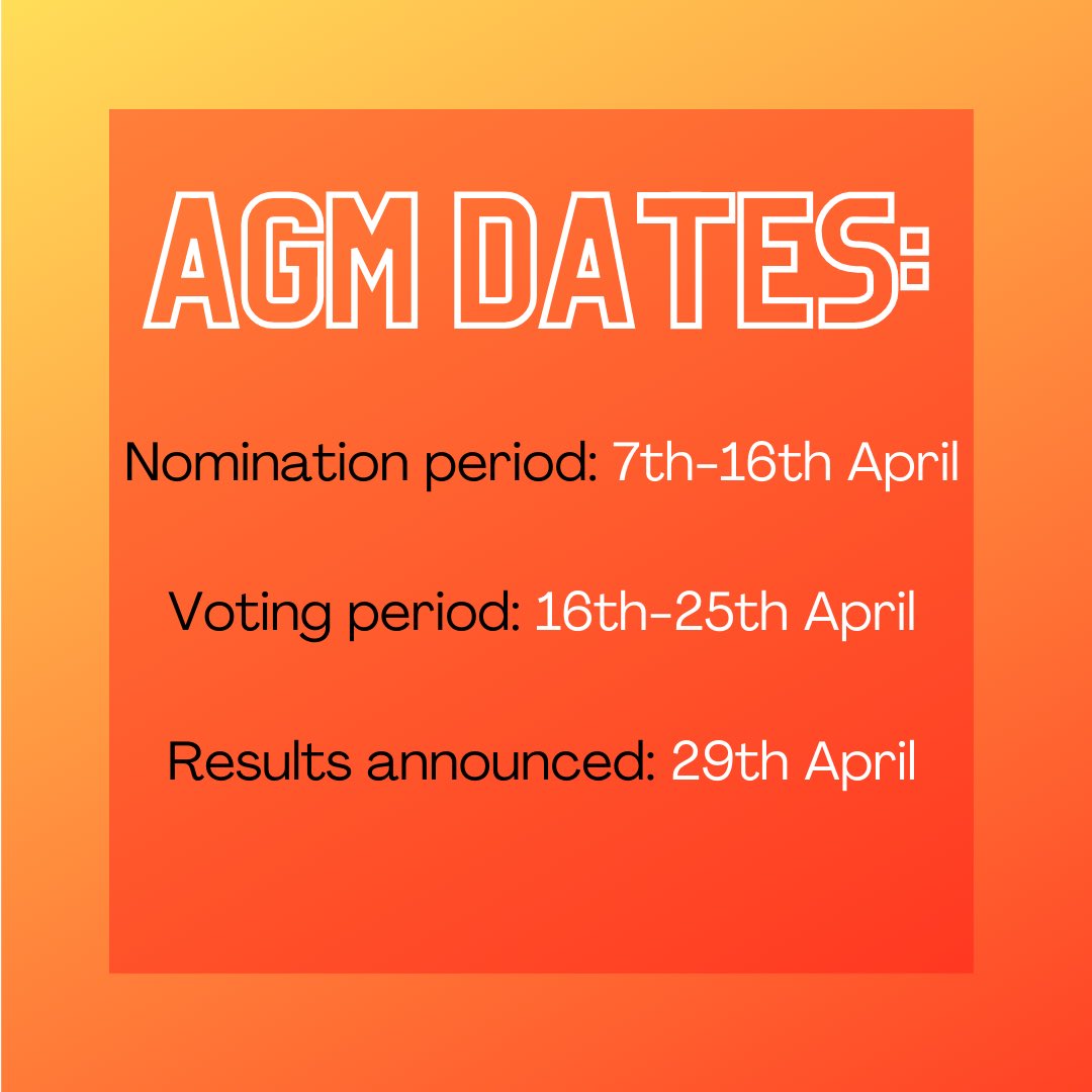 It’s almost time for our AGM! Don't miss out on your chance to be a part of a great committee for EARS next academic year. Please get in contact with us if you have any questions about the roles!