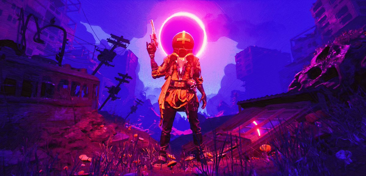 Neeslow's tweet photo. #OriginalContentArtist This is a personal IP I've been developing (on and off) #DevilDivers, equal parts Synthwave/Scifi/Post-Apoc/Satanic Hellscape, inspired by Doom, Jericho, Death Stranding, Carpenter Brut, Junji Ito https://t.co/E3kuSHL9yS