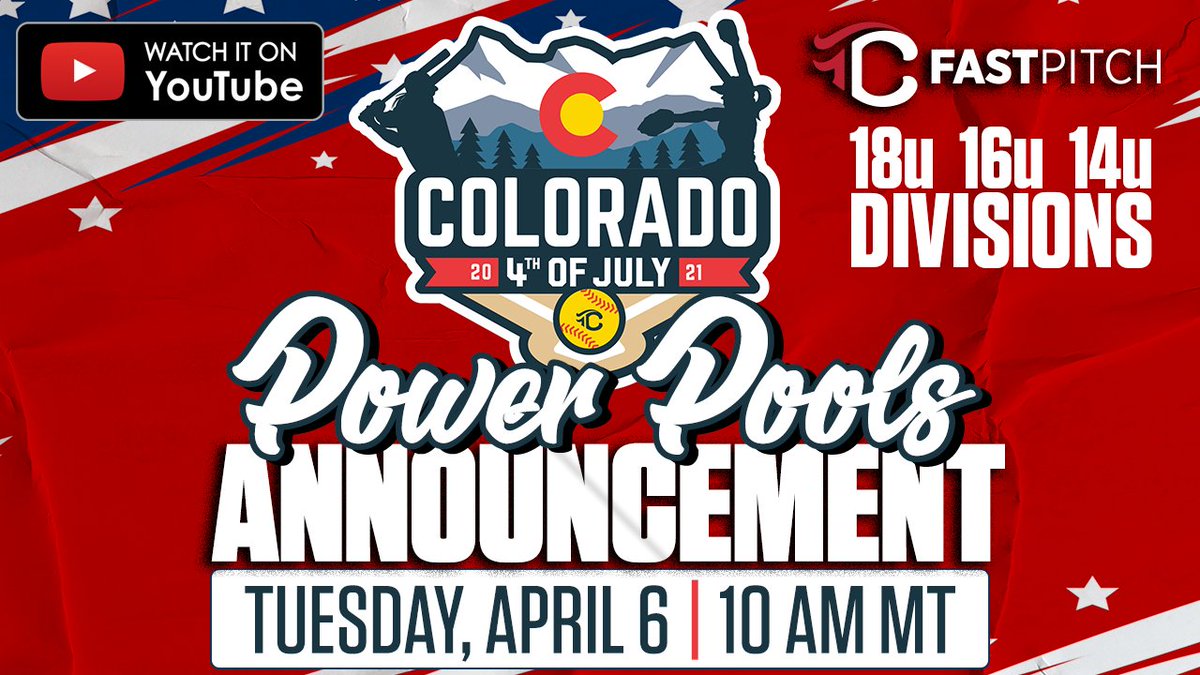 TOMORROW! 12 p.m. ET/ 9 a.m. PT🥎🎇

Triple Crown &amp; guests from the softball world announce the 14u, 16u and 18u team selections for <a href="/COSparkFire/">CO 4th of July</a> Power Pool &amp; Supplemental Power Pools for the 2021 Colorado 4th of July event! #IPlayTCS 

Watch here👉 bit.ly/3ueUEU5