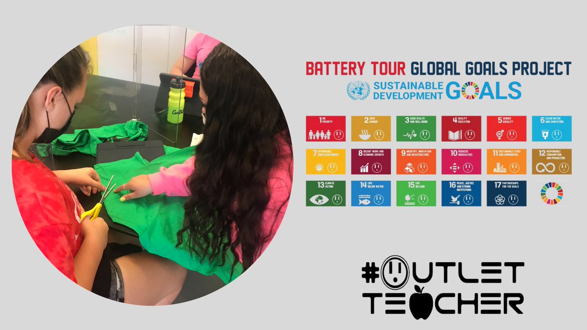 Students <a href="/NKC_SAGE/">NKC SAGE</a> inspired by <a href="/batterytour/">Andrée Camus👨️👀</a> <a href="/GlobalGoals17/">@UN SDGs</a> to create recyclable t-shirts to make travel bags with donated books for foster kids.  #goal12 #goal4 <a href="/aymusik/">AY Young (-.-) 🔌</a> #outletteacher #outletclassroom #outletsforchange