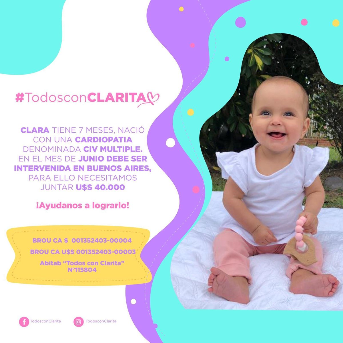 AndresReyes1976's tweet photo. Clarita necesita de nuestra ayuda.

Podés colaborar con ese retuit que por ahí parece que no sirve de mucho pero sirve, porque nunca se sabe a ojos de quién puede llegar.

¡Gracias! https://t.co/DUbZ8JwZWN