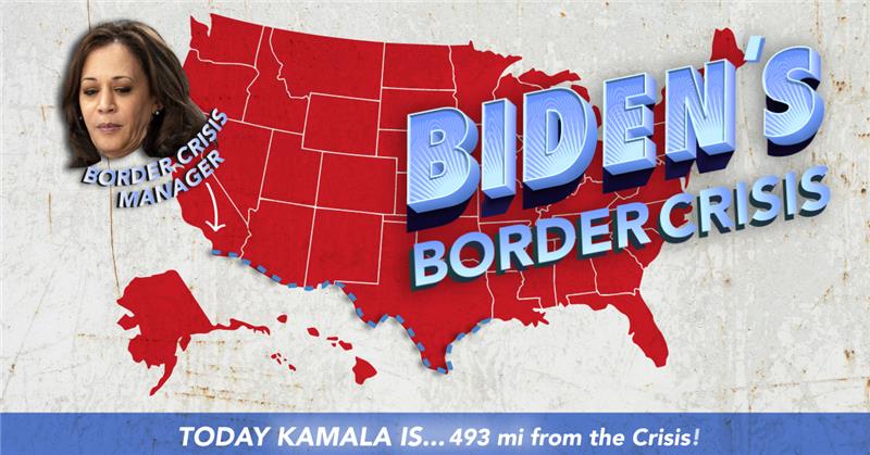 GOP's tweet image. Kamala Harris is traveling in California today to tout Biden’s “infrastructure plan.” 
 
What she should be doing is taking a trip south to fix Biden’s Border Crisis.