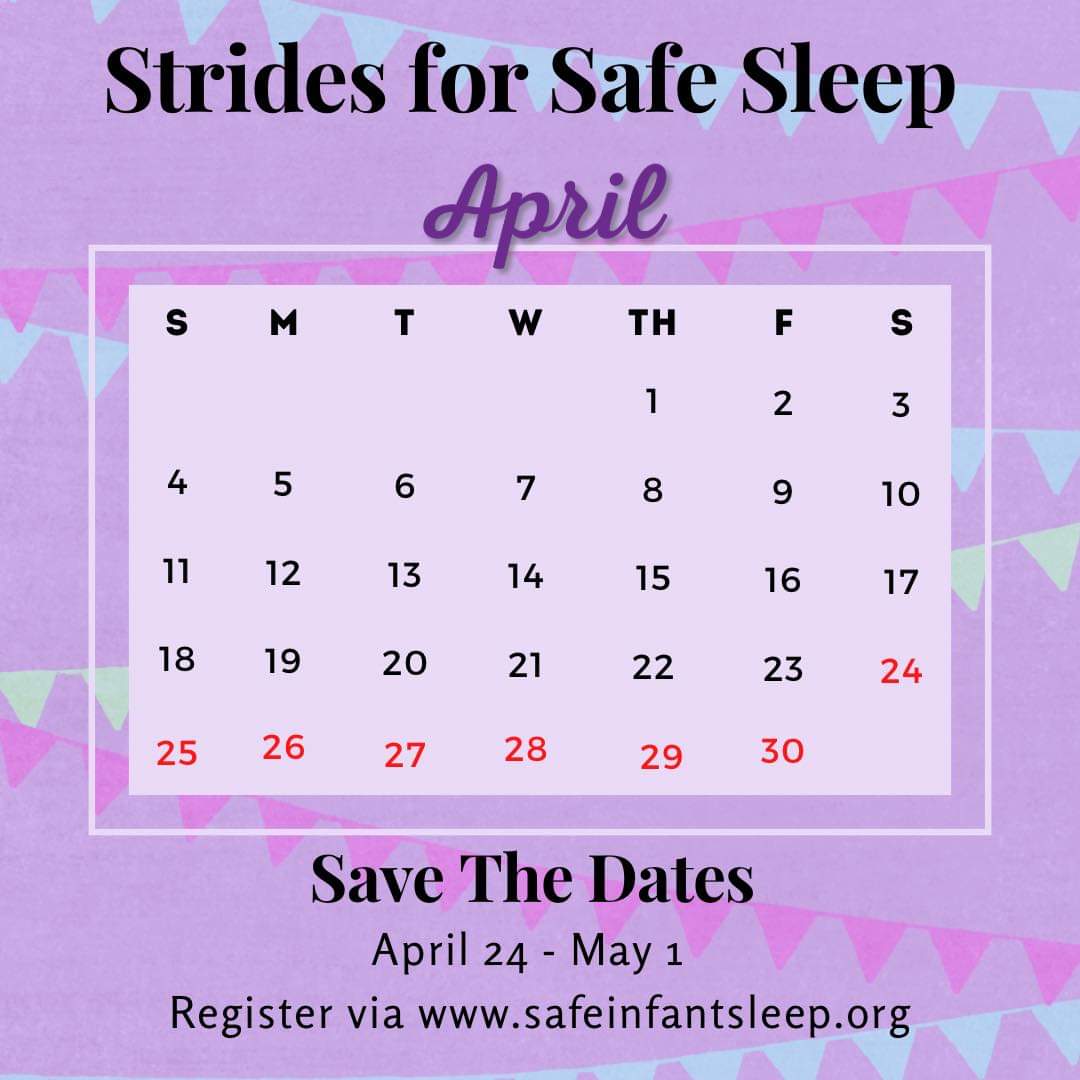 SleepingSafely's tweet photo. We are so excited for this! Come walk, run, ride, or roll with us! https://t.co/HAZSna9fyH
#StridesForSafeSleep
#SafeSleepEverySleep
#SafeSleepSavesLives https://t.co/ntsAw7vEq2