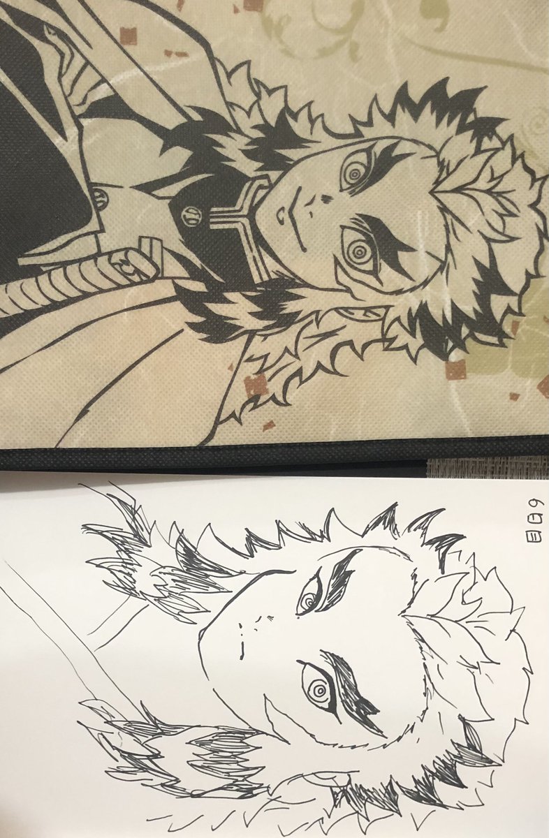 vZcM0iBvu8GrIXa's tweet photo. #1日1描きチャレンジ　（下書き禁止）　どうして笑顔の絵を見てへの字の絵になるのか… 若い煉獄さんみたいな感じになった#一発描き #drawing #withoutdraft #気滅の刃 #練習 https://t.co/nzvdFsT46B