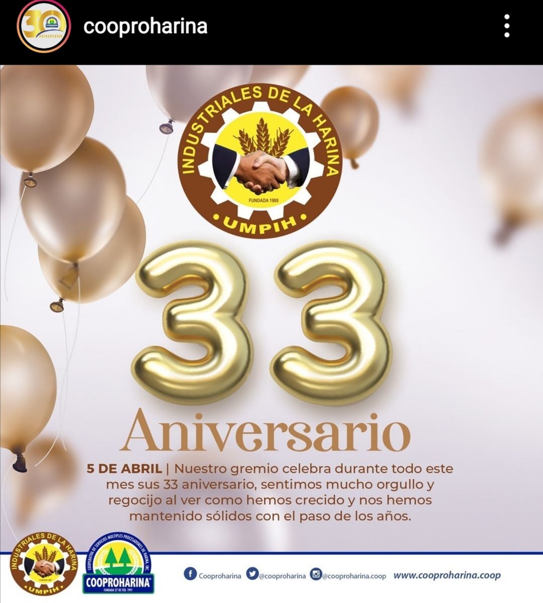 Umpih01's tweet photo. Gracias a nuestra querida Cooproharina por sus felicitaciones, si señores  estamos de Aniversario!!! https://t.co/LM0mB4NVYR