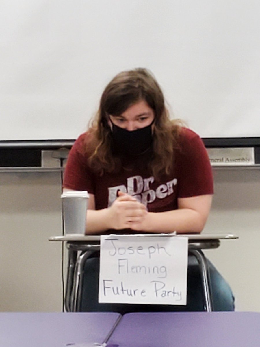 Snidergov's tweet photo. In class presidential debate #1 today!  Missing @Chiplovell2 as he is out with an injury!
#APGovrocks https://t.co/4ByYnbpQMW