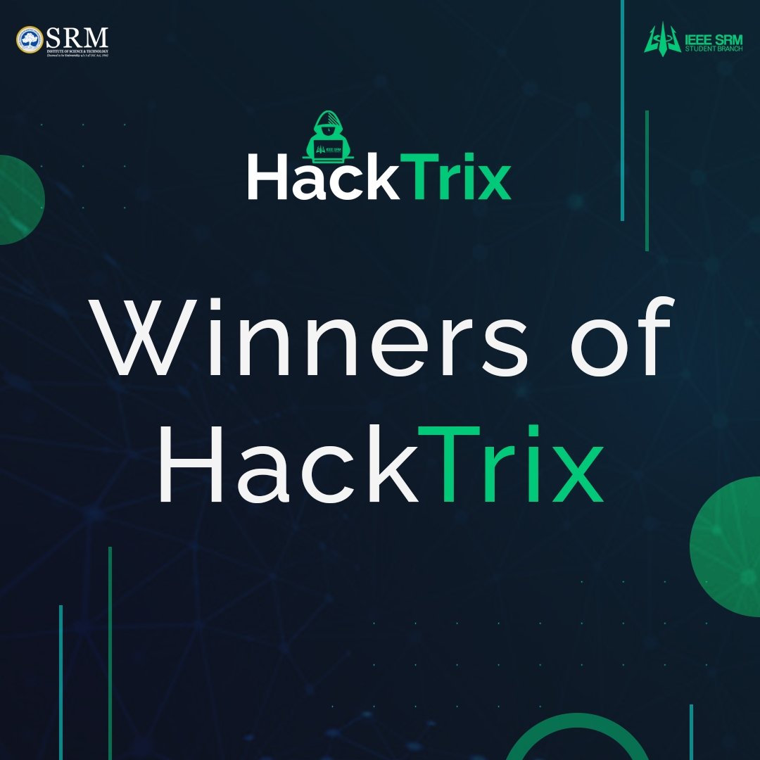 ieeesrmist's tweet image. IEEE SRM SB wants to send a massive thanks to everybody who participated in our contest and helped make it a success!  The reaction we received for HackTrix is extraordinarily overwhelming and it turned into very difficult for us to select the winners. 

#HackTrix #IEEESRMIST