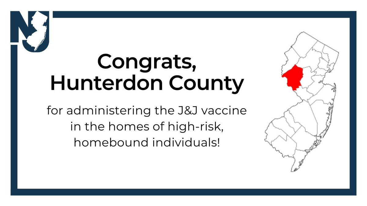 We're closing out #NationalPublicHealthWeek by featuring Hunterdon County, whose public health workers went into the homes of high-risk, homebound individuals to administer the single-dose Johnson &amp; Johnson vaccine. Thanks for keeping our communities safe!