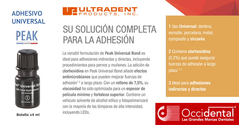 occidentalweb's tweet photo. 💥Adhesivo Universal Peak
Agente Adhesivo monocomponente fotopolimerizable para las técnicas de grabado total y de autograbado, con un 7,5% de nanorellenos para una viscosidad óptima. 

📌Aplicación directa y eficaz.

Disponible en Occidental 
WhatsApp: 1136900094 https://t.co/7ZblgLBJNe